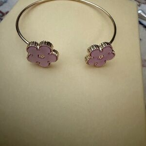 New Elegant Pink Flower Bangle Bracelet